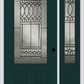 MMI 3/4 LITE 2 PANEL 6'8" FIBERGLASS SMOOTH PARIS PATINA EXTERIOR PREHUNG DOOR WITH 1 PARIS PATINA 3/4 LITE DECORATIVE GLASS SIDELIGHT 607