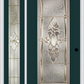 MMI FULL LITE 3'0" X 6'8" FIBERGLASS SMOOTH HEIRLOOMS BRASS OR HEIRLOOMS SATIN NICKEL EXTERIOR PREHUNG DOOR WITH 1 FULL LITE HEIRLOOMS BRASS/SATIN NICKEL DECORATIVE GLASS SIDELIGHT 686