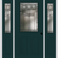 MMI 1/2 LITE 2 PANEL 6'8" FIBERGLASS SMOOTH OAK PARK PATINA EXTERIOR PREHUNG DOOR WITH 2 HALF LITE OAK PARK PATINA DECORATIVE GLASS SIDELIGHTS 684