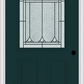 MMI 1/2 LITE 2 PANEL 6'8" FIBERGLASS SMOOTH SELWYN PATINA DECORATIVE GLASS EXTERIOR PREHUNG DOOR 684