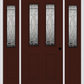 MMI 2-1/2 LITE 2 PANEL 6'8" FIBERGLASS SMOOTH BELAIRE ZINC EXTERIOR PREHUNG DOOR WITH 2 HALF LITE BELAIRE ZINC DECORATIVE GLASS SIDELIGHTS 692