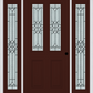 MMI 2-1/2 LITE 2 PANEL 6'8" FIBERGLASS SMOOTH SELWYN PATINA EXTERIOR PREHUNG DOOR WITH 2 FULL LITE SELWYN PATINA DECORATIVE GLASS SIDELIGHTS 692