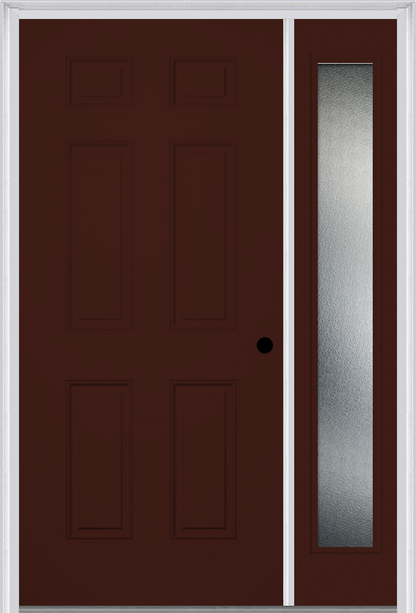 MMI 6 PANEL 3'0" X 6'8" FIBERGLASS SMOOTH EXTERIOR PREHUNG DOOR WITH 1 FULL LITE CLEAR OR PRIVACY/TEXTURED GLASS SIDELIGHT 21