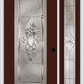 MMI FULL LITE 3'0" X 6'8" FIBERGLASS SMOOTH HEIRLOOMS BRASS OR HEIRLOOMS SATIN NICKEL EXTERIOR PREHUNG DOOR WITH 1 FULL LITE HEIRLOOMS BRASS/SATIN NICKEL DECORATIVE GLASS SIDELIGHT 686