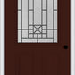 MMI 1/2 LITE 2 PANEL 6'8" FIBERGLASS SMOOTH COURTYARD NICKEL VEIN WROUGHT IRON DECORATIVE GLASS EXTERIOR PREHUNG DOOR 684