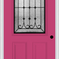 MMI 1/2 LITE 2 PANEL 6'8" FIBERGLASS SMOOTH CHATEAU WROUGHT IRON DECORATIVE GLASS EXTERIOR PREHUNG DOOR 684