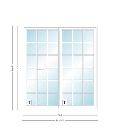 ANDERSEN PS510 200 Series Permashield 70-1/2" X 79-1/2" Sliding/Gliding Dual Pane Or Triple Pane Low-E Tempered Argon Fill Stainless Glass 2 Panel Patio Door Grilles/Screen Options