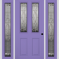 MMI 2-1/2 LITE 2 PANEL 6'8" FIBERGLASS SMOOTH BELAIRE ZINC EXTERIOR PREHUNG DOOR WITH 2 FULL LITE BELAIRE ZINC DECORATIVE GLASS SIDELIGHTS 692