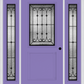 MMI 1/2 LITE 1 PANEL 6'8" FIBERGLASS SMOOTH CHATEAU WROUGHT IRON EXTERIOR PREHUNG DOOR WITH 2 FULL LITE CHATEAU WROUGHT IRON DECORATIVE GLASS SIDELIGHTS 682