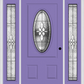 MMI SMALL OVAL 2 PANEL 6'8" FIBERGLASS SMOOTH LUMIERE PATINA EXTERIOR PREHUNG DOOR WITH 2 FULL LITE LUMIERE PATINA DECORATIVE GLASS SIDELIGHTS 949