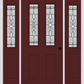 MMI 2-1/2 LITE 2 PANEL 6'8" FIBERGLASS SMOOTH JAMESTOWN PATINA EXTERIOR PREHUNG DOOR WITH 2 HALF LITE JAMESTOWN PATINA DECORATIVE GLASS SIDELIGHTS 692