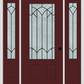 MMI 3/4 LITE 2 PANEL 6'8" FIBERGLASS SMOOTH MONTCLAIRE WROUGHT IRON EXTERIOR PREHUNG DOOR WITH 2 MONTCLAIRE WROUGHT IRON 3/4 LITE DECORATIVE GLASS SIDELIGHTS 607