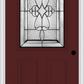 MMI 1/2 LITE 2 PANEL 6'8" FIBERGLASS SMOOTH JAMESTOWN PATINA DECORATIVE GLASS EXTERIOR PREHUNG DOOR 684