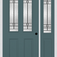 MMI 2-1/2 LITE 2 PANEL 6'8" FIBERGLASS SMOOTH PEMBROOK PATINA EXTERIOR PREHUNG DOOR WITH 1 HALF LITE PEMBROOK PATINA DECORATIVE GLASS SIDELIGHT 692