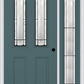 MMI 2-1/2 LITE 2 PANEL 6'8" FIBERGLASS SMOOTH SOLEIL PATINA EXTERIOR PREHUNG DOOR WITH 1 FULL LITE SOLEIL PATINA DECORATIVE GLASS SIDELIGHT 692