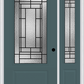 MMI 3/4 LITE 1 PANEL 6'8" FIBERGLASS SMOOTH PEMBROOK PATINA EXTERIOR PREHUNG DOOR WITH 1 PEMBROOK PATINA 3/4 LITE DECORATIVE GLASS SIDELIGHT 608