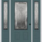 MMI 3/4 LITE 2 PANEL 6'8" FIBERGLASS SMOOTH BELAIRE ZINC EXTERIOR PREHUNG DOOR WITH 2 BELAIRE ZINC 3/4 LITE DECORATIVE GLASS SIDELIGHTS 607