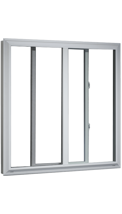 MI WINDOWS 1685 Double Double Slider Sliding Window 48 Wide New Construction Vinyl White Low-E Argon Extruded Full Screen Included