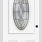 MMI SMALL OVAL 2 PANEL 6'8" FIBERGLASS SMOOTH BELAIRE PATINA DECORATIVE GLASS EXTERIOR PREHUNG DOOR 949