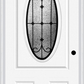 MMI SMALL OVAL 2 PANEL 6'8" FIBERGLASS SMOOTH CHATEAU WROUGHT IRON DECORATIVE GLASS EXTERIOR PREHUNG DOOR 949