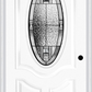MMI SMALL OVAL 2 PANEL DELUXE 6'8" FIBERGLASS SMOOTH NOBLE PATINA DECORATIVE GLASS EXTERIOR PREHUNG DOOR 749