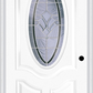 MMI SMALL OVAL 2 PANEL DELUXE 6'8" FIBERGLASS SMOOTH RADIANT HUES NICKEL DECORATIVE GLASS EXTERIOR PREHUNG DOOR 749