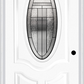 MMI SMALL OVAL 2 PANEL DELUXE 6'8" FIBERGLASS SMOOTH ROYAL PATINA DECORATIVE GLASS EXTERIOR PREHUNG DOOR 749