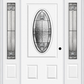 MMI SMALL OVAL 2 PANEL 6'8" FIBERGLASS SMOOTH NOBLE PATINA EXTERIOR PREHUNG DOOR WITH 2 NOBLE PATINA 3/4 LITE DECORATIVE GLASS SIDELIGHTS 949