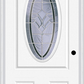MMI SMALL OVAL 2 PANEL 6'8" FIBERGLASS SMOOTH RADIANT HUES NICKEL DECORATIVE GLASS EXTERIOR PREHUNG DOOR 949