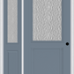 MMI 1/2 LITE 1 PANEL 3'0" X 6'8" TEXTURED/PRIVACY FIBERGLASS SMOOTH EXTERIOR PREHUNG DOOR WITH 1 HALF LITE TEXTURED/PRIVACY GLASS SIDELIGHT 682