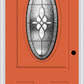 MMI SMALL OVAL 2 PANEL 6'8" FIBERGLASS SMOOTH LUMIERE PATINA DECORATIVE GLASS EXTERIOR PREHUNG DOOR 949