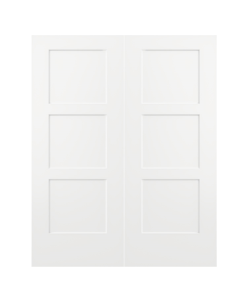 JELDWEN MOLDED TWIN/DOUBLE BIRKDALE 6'8 X 1-3/8 CRAFTSMAN STICKING 3 FLAT PANEL SMOOTH SURFACE HOLLOW/SOLID INTERIOR PREHUNG DOOR