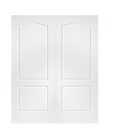 JELDWEN MOLDED TWIN/DOUBLE CAMDEN 6'8 X 1-3/8 COVE AND BEAD STICKING 2 PANEL ARCH TOP GRAINED SURFACE HOLLOW/SOLID INTERIOR PREHUNG DOOR