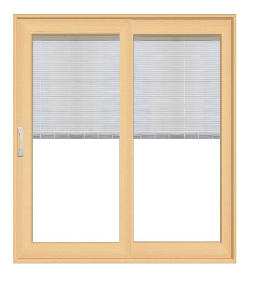PELLA 83.25" X 79.5" LIFESTYLE SERIES CONTEMPORARY 2 PANEL HINGED GLASS WITH MANUAL BLINDS/SHADES ADVANCED LOW-E INSULATING TEMPERED ARGON FILL GLASS ASSEMBLED SLIDING/GLIDING PATIO DOOR SCREEN OPTION
