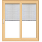 PELLA 71.25" X 79.5" LIFESTYLE SERIES CONTEMPORARY 2 PANEL HINGED GLASS WITH MANUAL BLINDS/SHADES ADVANCED LOW-E INSULATING TEMPERED ARGON FILL GLASS ASSEMBLED SLIDING/GLIDING PATIO DOOR SCREEN OPTION