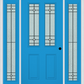 MMI 2-1/2 LITE 2 PANEL 6'8" FIBERGLASS SMOOTH BEAUFORT PATINA EXTERIOR PREHUNG DOOR WITH 2 FULL LITE BEAUFORT PATINA DECORATIVE GLASS SIDELIGHTS 692