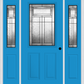 MMI 1/2 LITE 2 PANEL 6'8" FIBERGLASS SMOOTH ROYAL PATINA EXTERIOR PREHUNG DOOR WITH 2 HALF LITE ROYAL PATINA DECORATIVE GLASS SIDELIGHTS 684