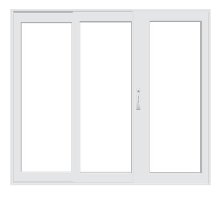PELLA LIFESTYLE SERIES CONTEMPORARY 3 PANEL OXO 108" X 79.5" ADVANCED LOW-E INSULATING TEMPERED ARGON FILL GLASS ASSEMBLED SLIDING/GLIDING PATIO DOOR GRILLES/SCREEN OPTIONS