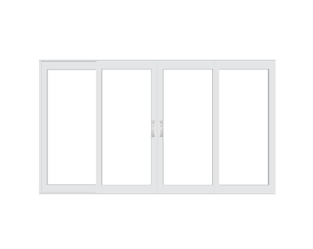PELLA LIFESTYLE SERIES CONTEMPORARY 4 PANEL OXXO 116.125" X 79.5" ADVANCED LOW-E INSULATING TEMPERED ARGON FILL GLASS ASSEMBLED SLIDING/GLIDING PATIO DOOR GRILLES/SCREEN OPTIONS
