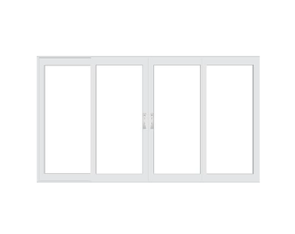 PELLA LIFESTYLE SERIES CONTEMPORARY 4 PANEL OXXO 140.125" X 79.5" ADVANCED LOW-E INSULATING TEMPERED ARGON FILL GLASS ASSEMBLED SLIDING/GLIDING PATIO DOOR GRILLES/SCREEN OPTIONS