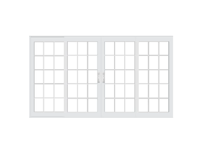 PELLA LIFESTYLE SERIES CONTEMPORARY 4 PANEL OXXO 116.125" X 95.5" ADVANCED LOW-E INSULATING TEMPERED ARGON FILL GLASS ASSEMBLED SLIDING/GLIDING PATIO DOOR GRILLES/SCREEN OPTIONS