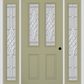 MMI 2-1/2 LITE 2 PANEL 6'8" FIBERGLASS SMOOTH GRACE NICKEL OR GRACE PATINA EXTERIOR PREHUNG DOOR WITH 2 FULL LITE GRACE NICKEL/PATINA DECORATIVE GLASS SIDELIGHTS 692