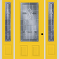 MMI 3/4 LITE 2 PANEL 6'8" FIBERGLASS SMOOTH RADIANT HUES NICKEL EXTERIOR PREHUNG DOOR WITH 2 RADIANT HUES NICKEL 3/4 LITE DECORATIVE GLASS SIDELIGHTS 607