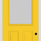 MMI 1/2 LITE 2 PANEL 3'0" X 8'0" FIBERGLASS SMOOTH TEXTURED/PRIVACY GLASS FINGER JOINTED PRIMED EXTERIOR PREHUNG DOOR 906