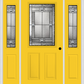 MMI 1/2 LITE 2 PANEL 6'8" FIBERGLASS SMOOTH NOBLE PATINA EXTERIOR PREHUNG DOOR WITH 2 HALF LITE NOBLE PATINA DECORATIVE GLASS SIDELIGHTS 684