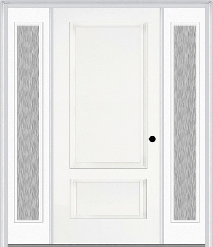 MMI 2 PANEL 3'0" X 6'8" FIBERGLASS SMOOTH EXTERIOR PREHUNG DOOR WITH 2 FULL LITE CLEAR OR PRIVACY/TEXTURED GLASS SIDELIGHTS 110