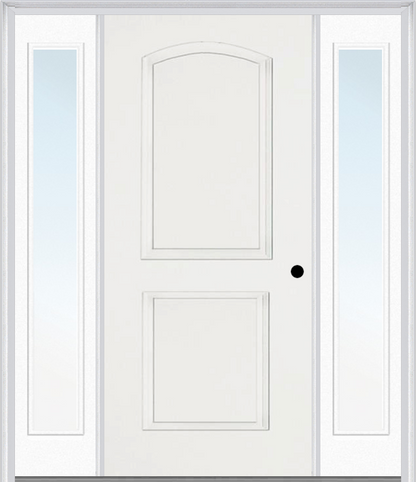 MMI 2 PANEL ARCH 3'0" X 6'8" FIBERGLASS SMOOTH EXTERIOR PREHUNG DOOR WITH 2 FULL LITE CLEAR OR PRIVACY/TEXTURED GLASS SIDELIGHTS 22