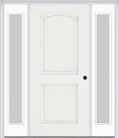 MMI 2 PANEL ARCH 3'0" X 6'8" FIBERGLASS SMOOTH EXTERIOR PREHUNG DOOR WITH 2 FULL LITE CLEAR OR PRIVACY/TEXTURED GLASS SIDELIGHTS 22