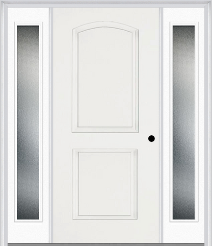 MMI 2 PANEL ARCH 3'0" X 6'8" FIBERGLASS SMOOTH EXTERIOR PREHUNG DOOR WITH 2 FULL LITE CLEAR OR PRIVACY/TEXTURED GLASS SIDELIGHTS 22