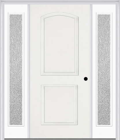 MMI 2 PANEL ARCH 3'0" X 6'8" FIBERGLASS SMOOTH EXTERIOR PREHUNG DOOR WITH 2 FULL LITE CLEAR OR PRIVACY/TEXTURED GLASS SIDELIGHTS 22